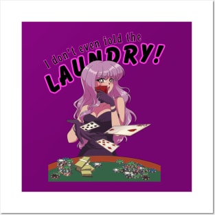 90's Retro Anime Woman Character Playing Poker Posters and Art